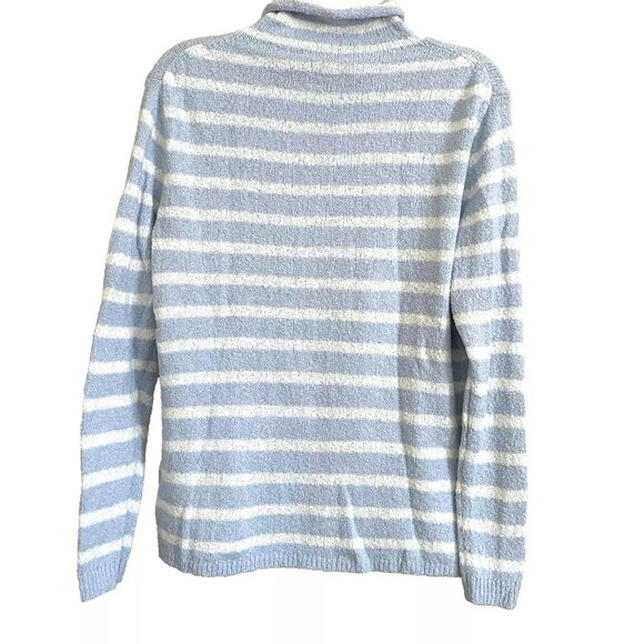 J. Crew Cozy Rollneck Pullover Sweater in Blue Stripe Size Small Comfy - Picture 3 of 8